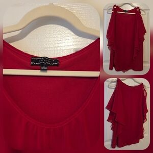 Red Layered Ruffle Blouse